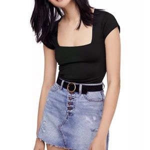 Free people black square eyes bodysuit size M